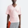 T-Shirt mit gerafftem V-Ausschnitt