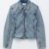 Taillierte Jeansjacke mit Reißverschluss