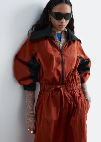 Technisches Midikleid mit Kordelzug