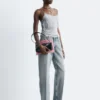 Transparentes Satin-Jacquard-Top
