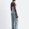 Transparentes Satin-Jacquard-Top