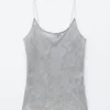 Transparentes Satin-Jacquard-Top