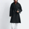 Trenchcoat aus Wolle mit Bindegürtel